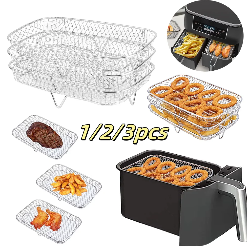 1/2/3 stücke Air Friteuse Rack Stapelbar Grillen Edelstahl Platz Für Ofen Grill Dampfer Herd BBQ Küche Gadgets kochen Werkzeug Image