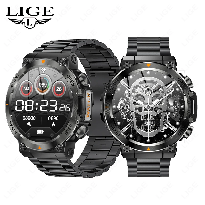 LIGE Männer Smart Uhr Bluetooth Anruf 400 mAh Große Batterie 1,39 zoll 100 + Sport Modus Fitness Uhr Musik Player smartwatch 2025 Image