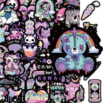 52 stücke dunkle Gothic Aufkleber Halloween Dekoration Gitarre Skateboard DIY Notebook Helm PVC wasserdichte Aufkleber Image