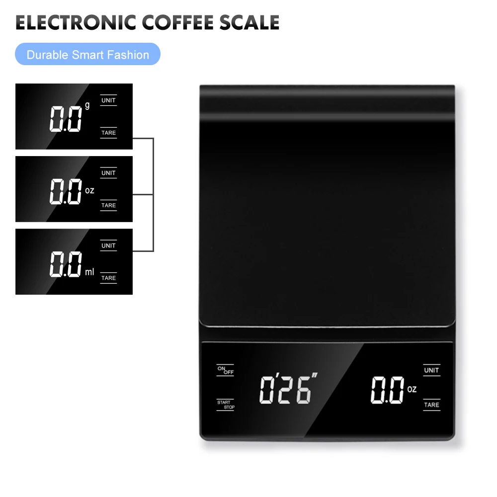 3 kg 0,1 g digitale Kaffeewaage, automatischer Timer, Schmuckgewicht, Küchenwaage, hochpräzise elektronische LCD-Waage mit Timer Image