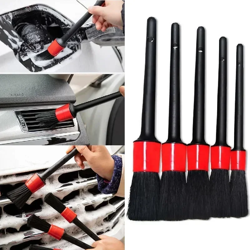 5 stücke Weiche Auto Reinigung Pinsel Kit Automotive Detail Pinsel Für Auto Innen Detaillierung Pinsel Set Rad Felgen Sauber Pinsel kunststoff Image