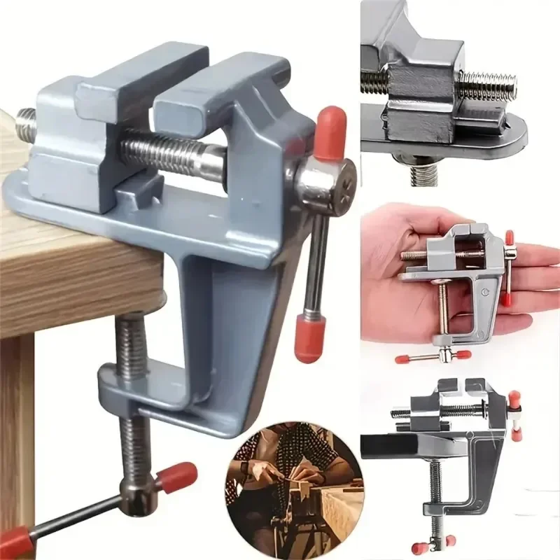 1-teiliger Mini-Hobby-Schraubstock aus Aluminium – kompakte multifunktionale Clip-Werkbank, kleine Reparatur- und DIY-Projekte – langlebig, verstellbar
