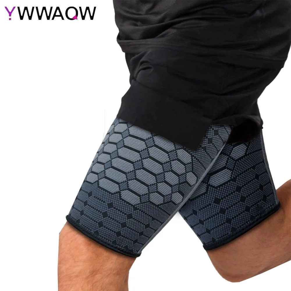 1 Paar Oberschenkel-Kompressionsmanschette, rutschfeste Oberschenkelwickel und Kniesehnenbandage, Getreide-Kompressionswickel für Training und Muskelregeneration Image