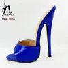 2025 neue Blau 18 CM Super High Heels Hausschuhe Für Frauen Runde Kappe Slip-on Schuhe Sommer Weibliche Fetisch sexy Sandalen Plus Größe 45 46
