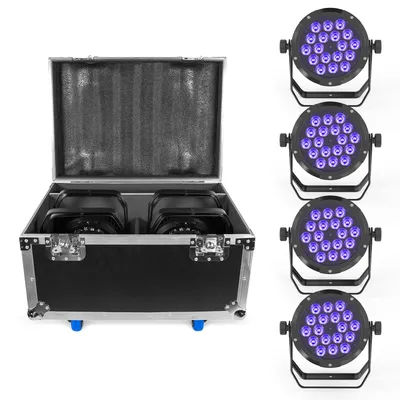 Fieryzeal Flight Case for (4) 18LED RGBWA+UV Waterproof Par Light Stage Light Gator Cases Flightcase Big Size DJ Light Flycase