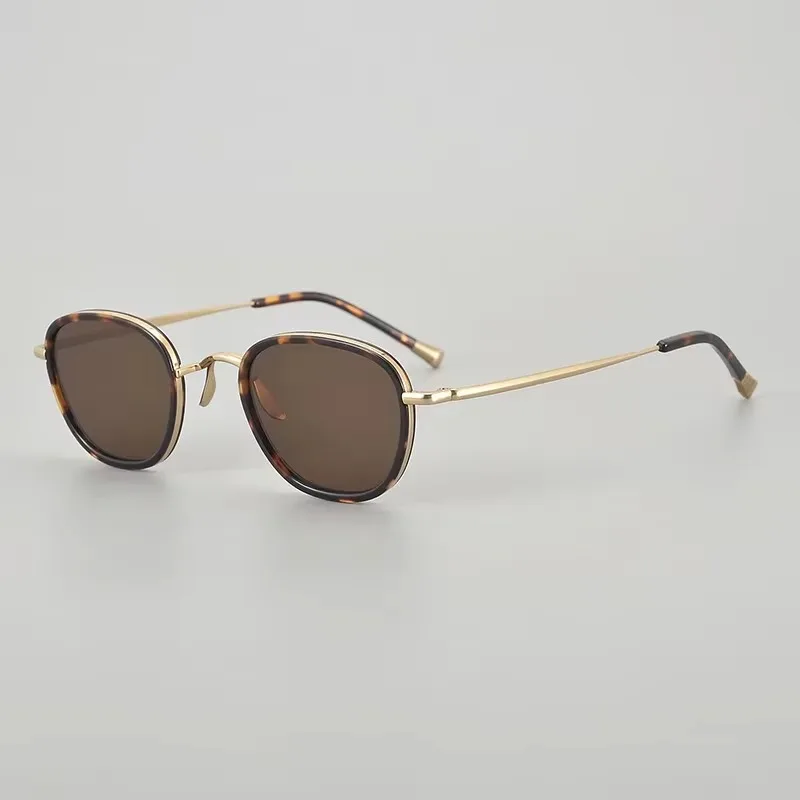 Japanische KJ50FX Oval Männer Anti-reflexion Sonnenbrille Rahmen Titan Modische Frauen Handgemachte Marke Design Acetat Sonnenbrille Image