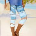 Per donna Pantaloni capri Leggings Streetwear Casual Lunghezza al polpaccio Vita Alta Oceano Elastico in vita Traspirabilità Elasticizzato Vacanza Streetwear Abbigliamento quotidiano Blu Verde lucido