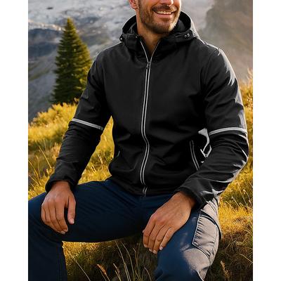 Men's Hiking Jacket Sport Jacket rain coat Outdoor Fleece Lining Waterproof Breathable Quick Dry Hiking Outfits Hiking Clothes Winter Autumn / Fall Jacket Tennis Golf Running Solid Color Black Yellow