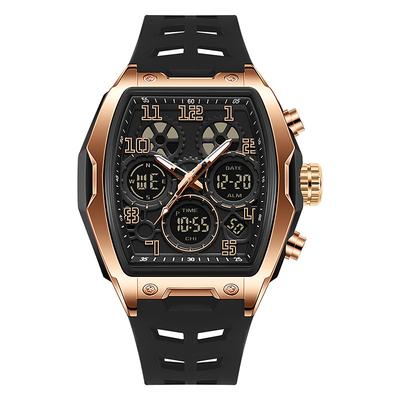 SANDA 6266 Men's Electronic Watch Sports Multifunctional Waterproof Wine Barrel Type Countdown Men's Electronic Digital Watch