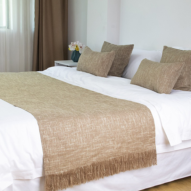 Bed Runner Bed Scarf, Linen Textured Decorative Bed Scarf for Home Hotel Bedspreads Scarves Protection Modern Solid Bed Runner for Foot of Bed Home Bedroom Bedding Decoration