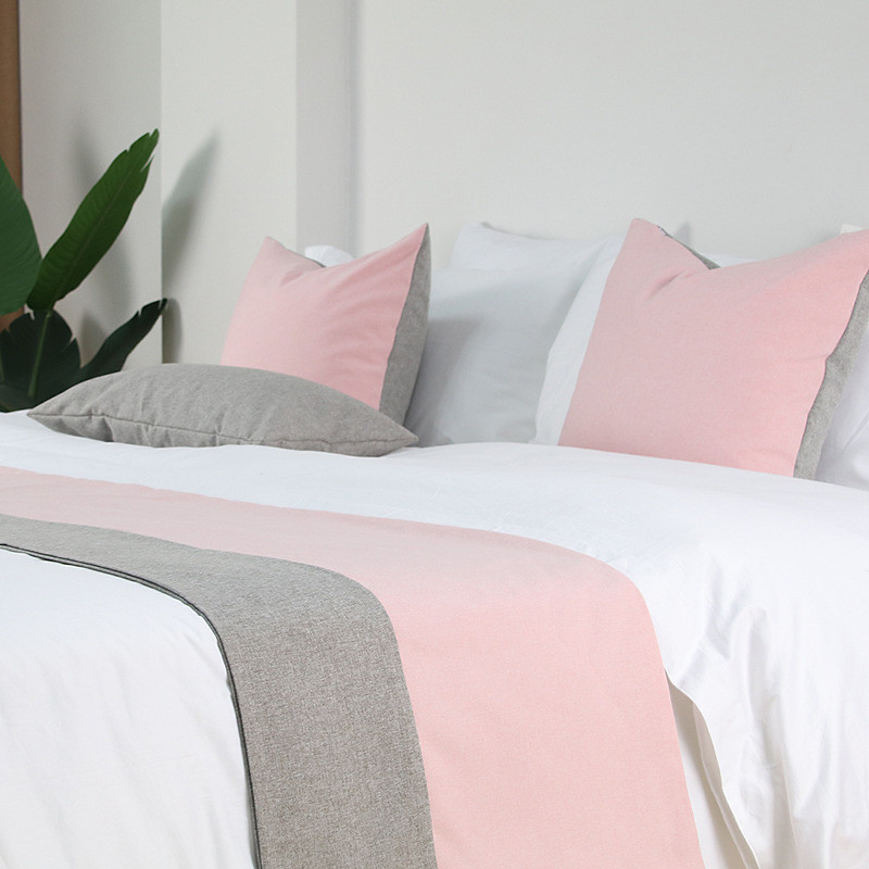 Bed Runner Bed Scarf, Two Tone Colors Decorative Bed Scarf for Home Hotel Bedspreads Scarves Protection Modern Solid Bed Runner for Foot of Bed Home Bedroom Bedding Decoration