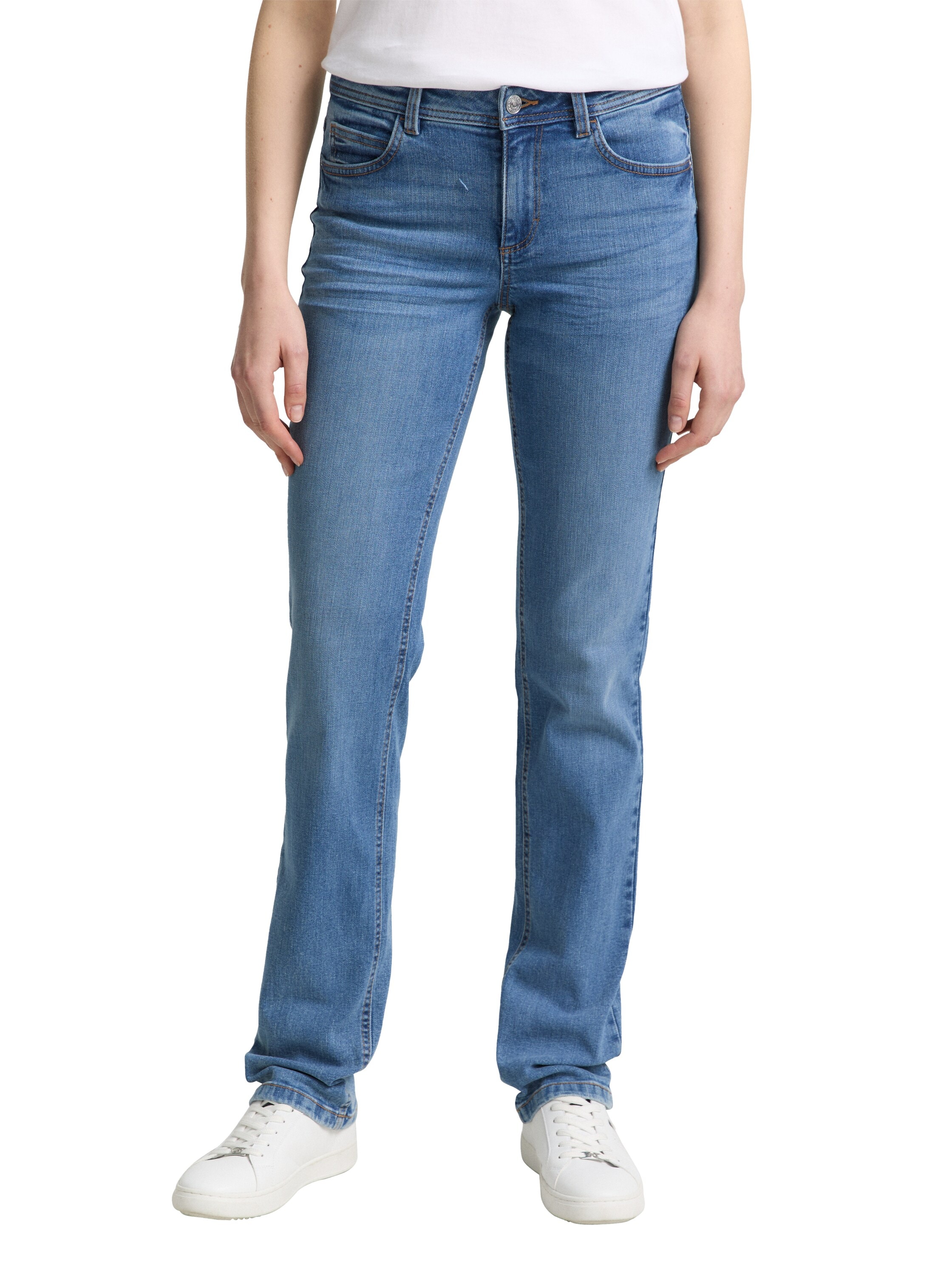 Straight-Jeans TOM TAILOR "Alexa Straight", Damen, Gr. 30, Länge 30, blau (light stone bright blau denim), Denim/Jeans, Obermaterial: 98% Baumwolle, 2% Elasthan. Futter: 65% Baumwolle, 35% Polyester, gerade lang, Jeans Straight-Jeans, in 5-Pocket-Form