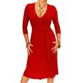 Blue Banana Women's Elegant Slinky Wrap Dress Red Size 18