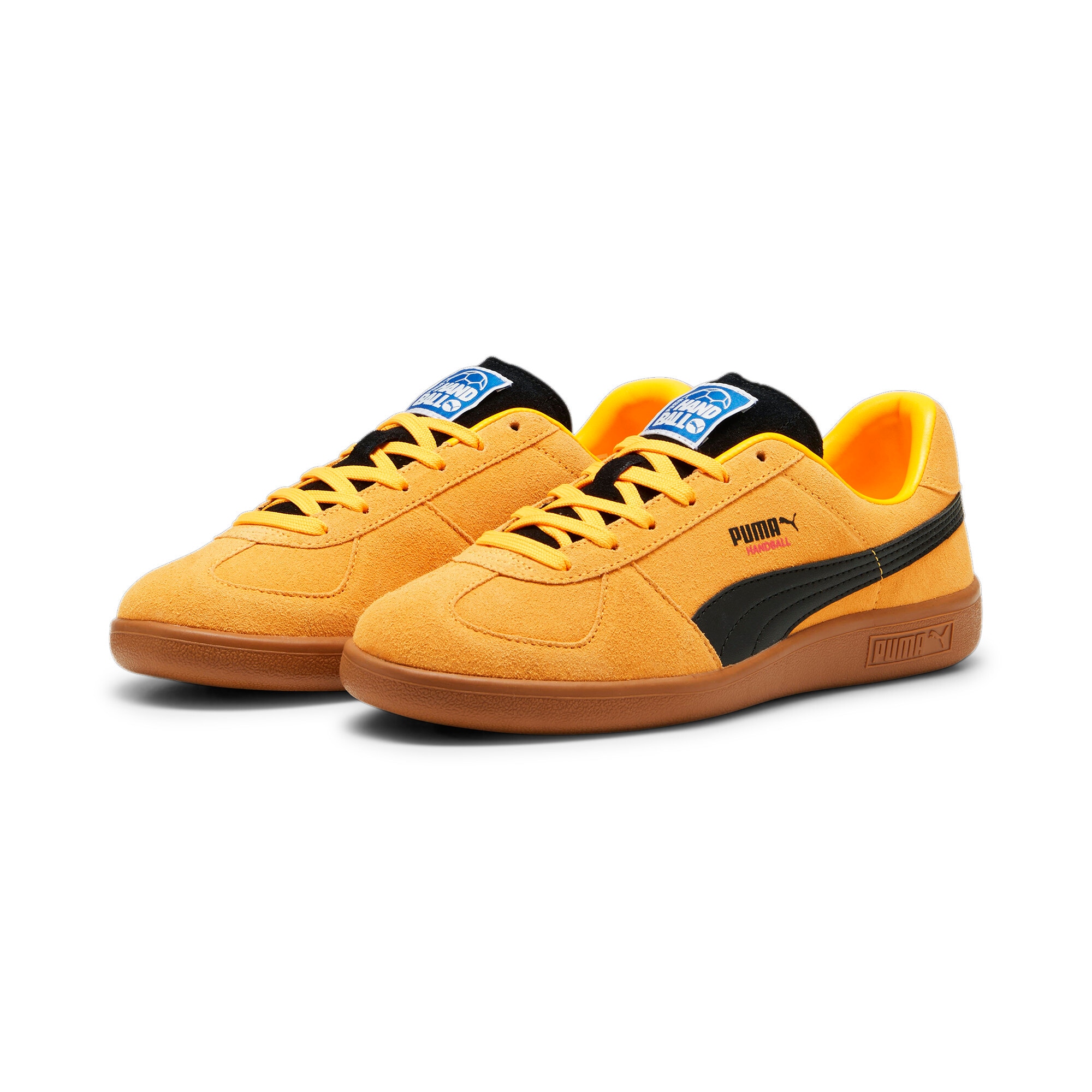 Sneaker PUMA "PUMA Handball", Damen, Gr. 40, orange (sun stream, puma schwarz, caramel latte), Leder, mehrfarbig, Schuhe Sneaker