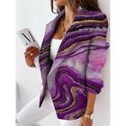 Women's Blazer Comfortable Breathable Print Casual Color Gradient Office Street Casual Daily Wear Open Front Regular Turndown Regular Fit Long Sleeve Outerwear Pink Navy Blue Blue Spring Fall