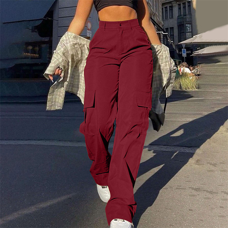 Women's Cargo Pants Pants Trousers Fashion Streetwear Full Length Natural Solid Colored Pocket Comfortable Micro-elastic Sports Outdoor Daily Wear Sillver Gray Wine Black White Summer Spring