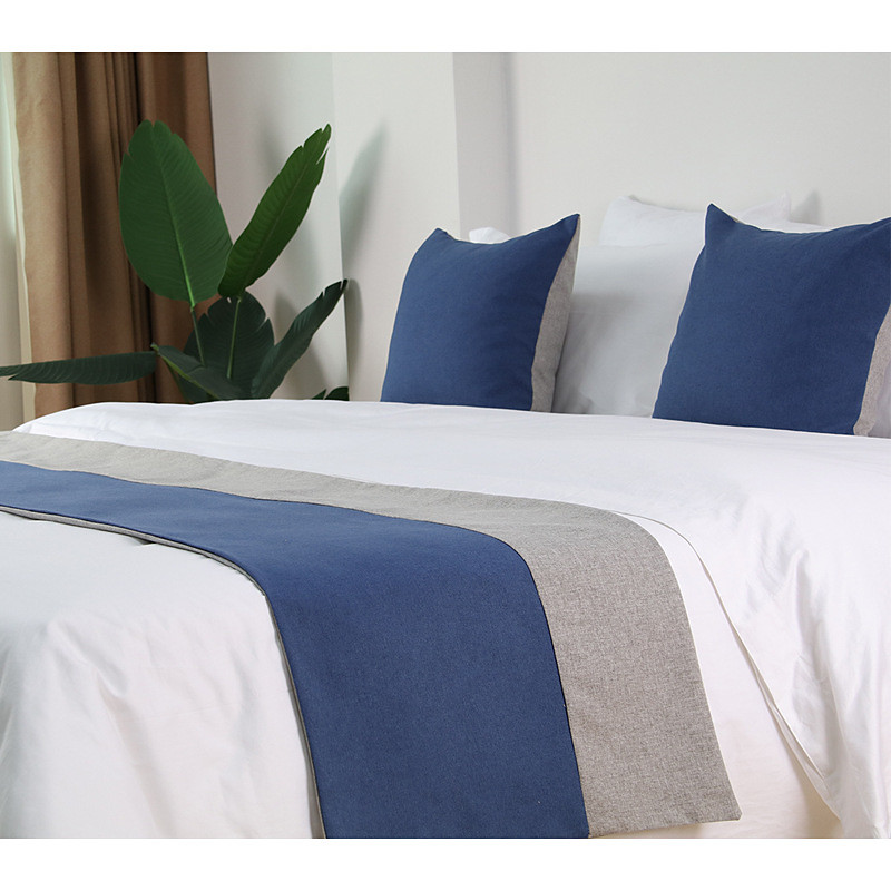 Bed Runner Bed Scarf, Two Tone Colors Decorative Bed Scarf for Home Hotel Bedspreads Scarves Protection Modern Solid Bed Runner for Foot of Bed Home Bedroom Bedding Decoration