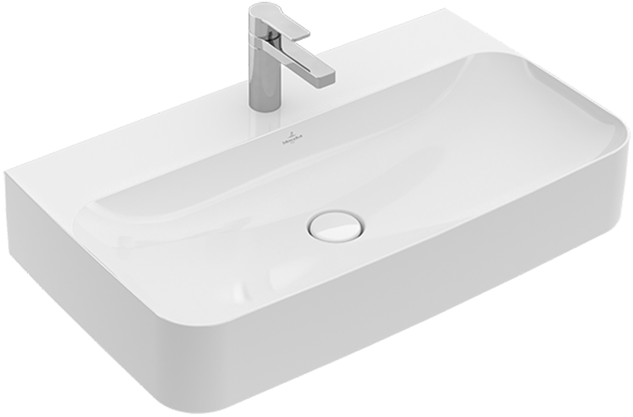 Villeroy & Boch Waschtisch Finion 416884 800x470mm,, 1 Hahnloch m. verd. ÜL. Pure Black cplus 416884R7 Image