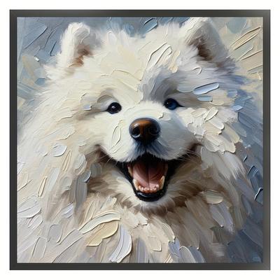 TEMU 5d Diy Diamond Painting Kit Samoyed Dog Portrait | Round Mosaic Canvas | Animal Theme Craft Set Beginners & Home Decor 19.69x19.69in Image