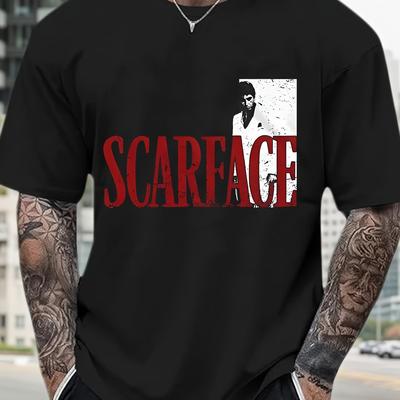 TEMU Graphic Print Men's T-shirt - 100% Cotton Relaxed Fit Short Sleeve Tee With Text & Portrait - Casual Streetwear Gift For Movie Fans, Movie T Shirts, Fan Merchandise, Design, Comfortable Clothing Image