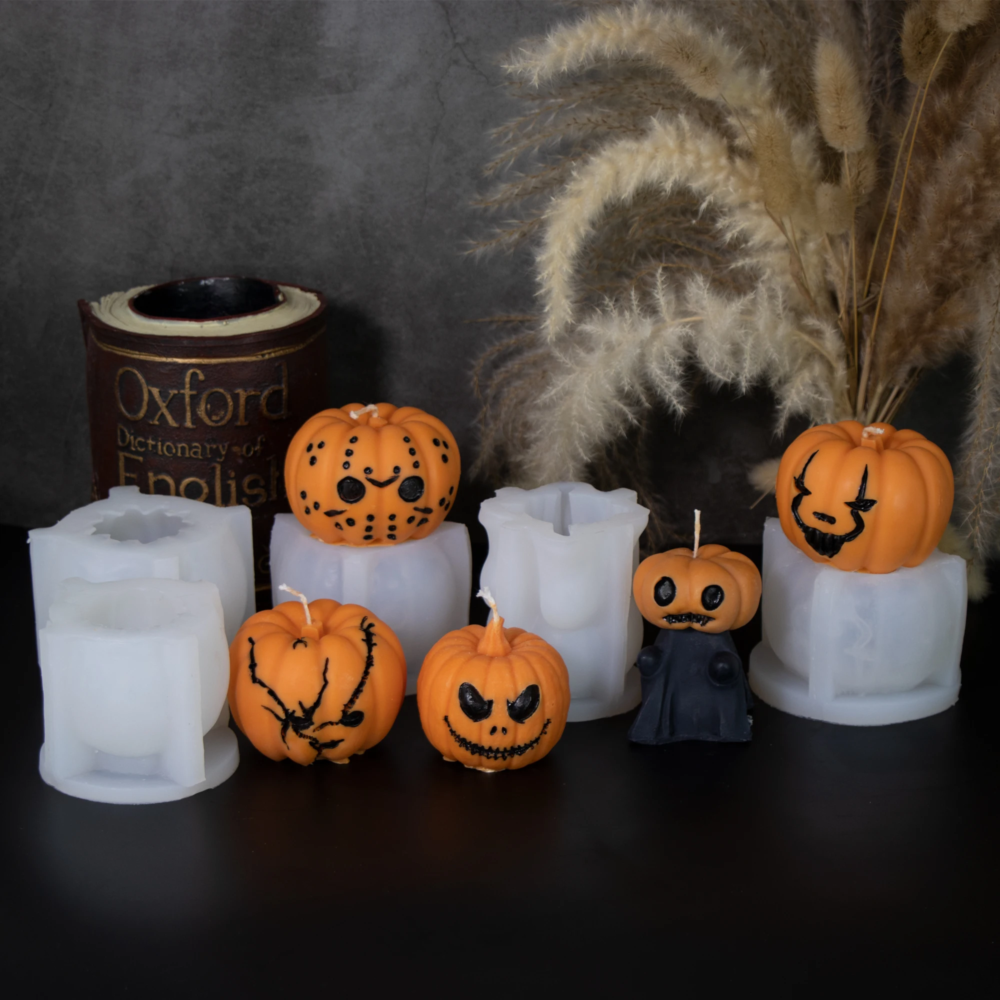 Halloween Kürbis Thema Silikon Kerze Form Creaked Kürbis Seife Harz Epoxy Silikon Form DIY Gips Handwerk Werkzeug Festival Dekor Image