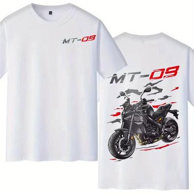 TEMU Motorcycle Rider Cotton Printed T-shirt Men's Women's Short Sleeves Vintage Casual Cotton Loose Graphic T-shirt Image