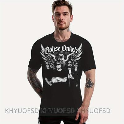 TEMU Fan T Shirt B Hse Onkelz Tour 2025 Men's Graphic Print Cotton T-shirt - 100% Breathable 180gsm, Regular Fit Short Sleeve Round Neck Tee Logo & For Concerts & Casual Wear Image
