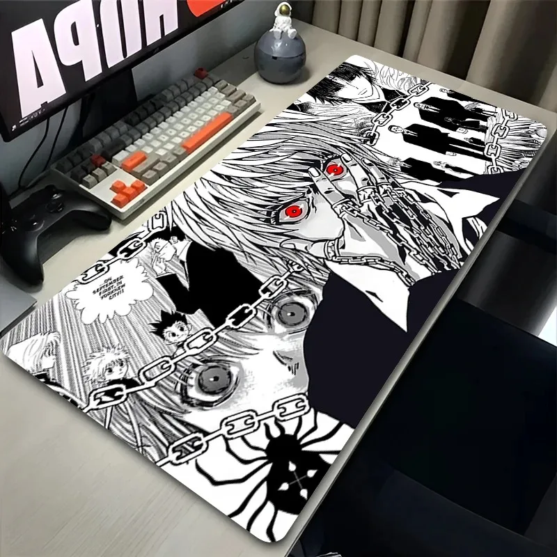 Mauspad Laptop Japan Anime Tastatur Pad H-hunter X H-hunter Gamer Schrank Schreibtisch Mauspad PC Schwarz und Weiß Kurapika Mousepad Image