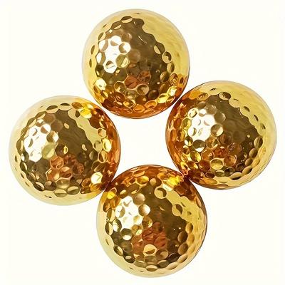 TEMU Premium Golden-plated Golf Balls - Double-layer Design For Distance & Accuracy - Perfect Gift For Golfers, Ideal For Practice & Competition Image