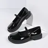 Frauen Flache Schuhe mit Weichen Sohlen Frauen Ballerinas Karree Schuhe Frühling Neue Casual Runde Kappe Dicke Heels Rote Leder schuh