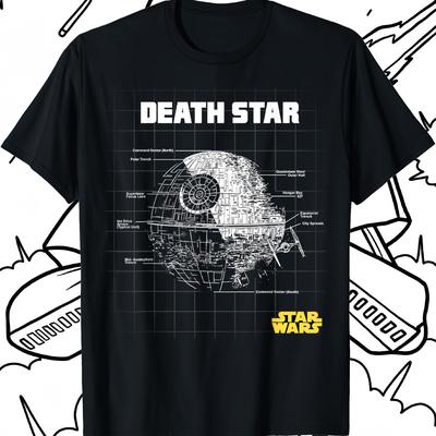 TEMU Star Wars Schematics T-shirt.hot-selling In Summer Crew Neck Short Sleeve T-shirt Men's Tee Graphic T-shirts Clothes. For Backyard Barbecues, Suitable For Parties. Image