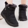 Damenstiefel Damen Stiefeletten mit Fell Winterschuhe Damen Low Heels Winterstiefel Schnee Wasserdicht Botas Mujer Winterschuhe