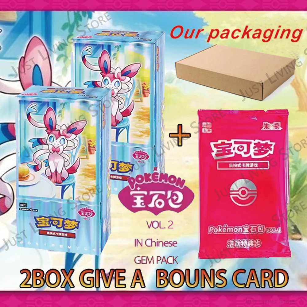 Original Cards Gem Pack Vol.2 Chinese Pokemon TCG Eevee Scarlet Violet Trading PTCG Bag Box Card Custom 1 Case 20 Boxes