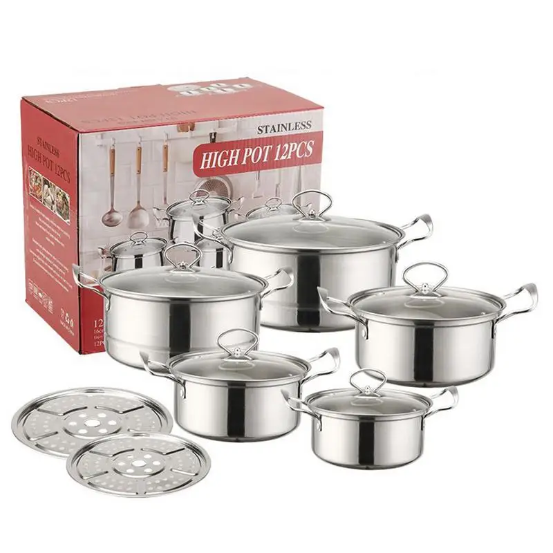 1 Set Edelstahl-Kochgeschirr-Set, vielseitig einsetzbar, kompatibel mit Öfen, antihaftbeschichtet, kratzfest und spülmaschinenfest, Herdezubehör Image