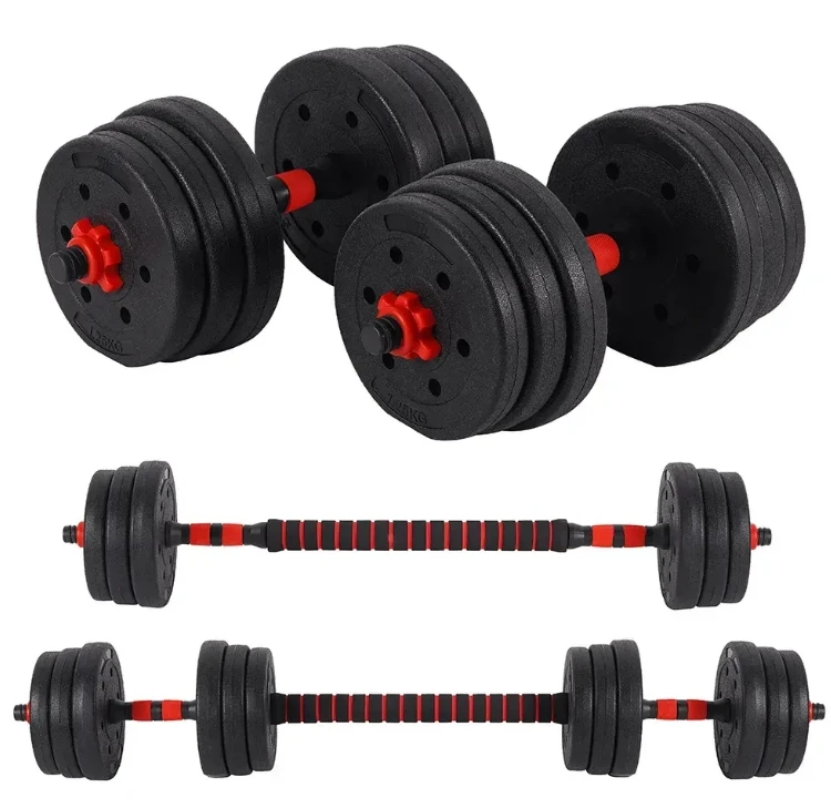 Set di manubri regolabili in cemento fitness da 10-50 kg con bilanciere Kettlebell per allenamento per la forza, rack per sollevamento pesi e rack per manubri