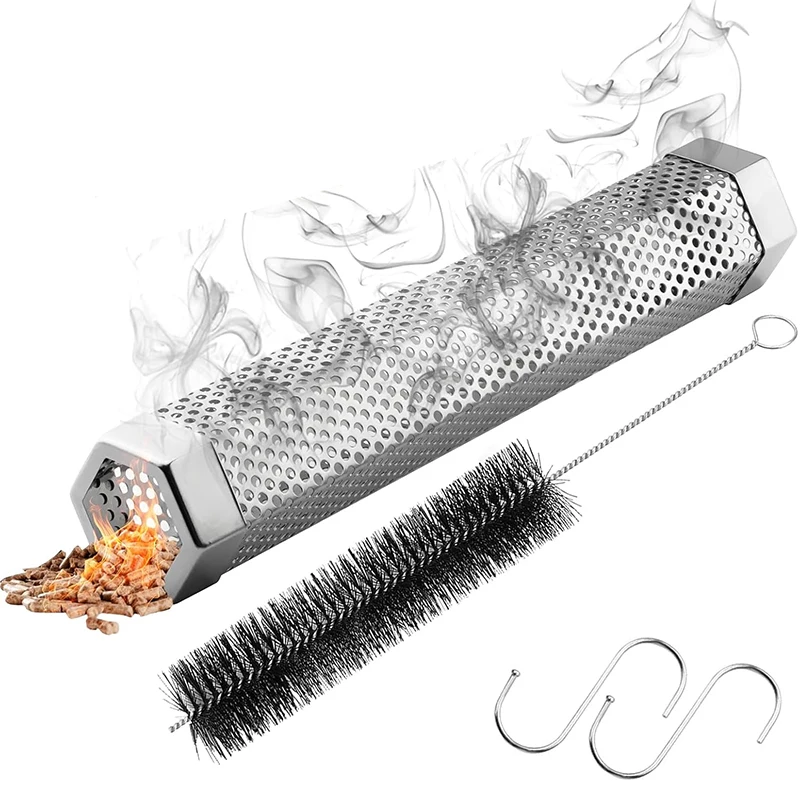LMETJMA Camping Pellet Smoker Tube Set 12 Zoll Edelstahl BBQ Holz Smoker Tube BBQ Smoke Tube für Pellet Smoker JT498 Image