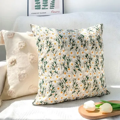 BUYNOW Hoop Flover Tufted Polka Dot Floret Stickerei Kissenbezug Bohemian Wohnzimmer Sofa Kissenbezug HomeParty Schlafzimmer Dekor Image