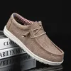 Mode Braun Herren Loafer Flache Slip-on Casual Schuhe Mann Komfortable Nicht-slip Große Größe 47 Leinwand Schuhe für Männer zapatos hombre