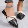 Elegante Low Heel Frauen Pantoletten Sommer Sexy Spitz-Toe Damen Hausschuhe Slip auf Freizeit Damen Büro Schuhe Beige Pumpen weibliche
