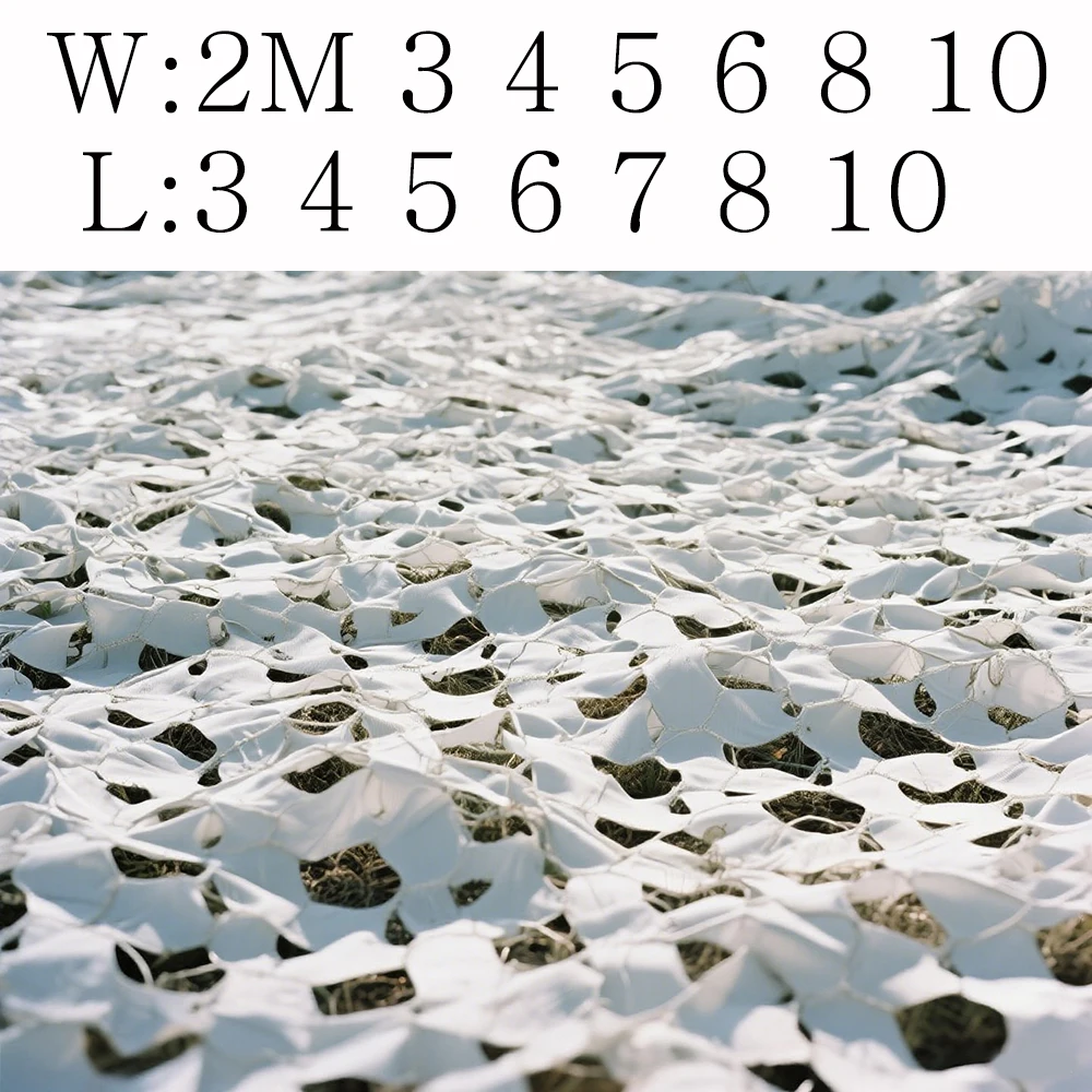 Großes individuelles Tarnnetz, weiß, 4 m x 4, 5, 6, 7, 8, 10, 5 x 5, 6 x 6, Camo-Netz, Sonnenschutz, Segelunterschlupf, Gartenzelt, Partykamp, Schneefarkise Image
