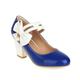 DSKHDZW Women Block Heel Court Shoes Patent Round Toe Wedding Heels Sweet Bow Ankle Strap Party Dress Pumps,Blue,8 UK