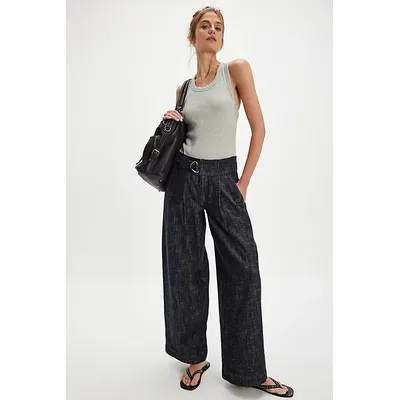 Ainsley Belted Trousers at Free People in Midnight Combo, Size: US 4