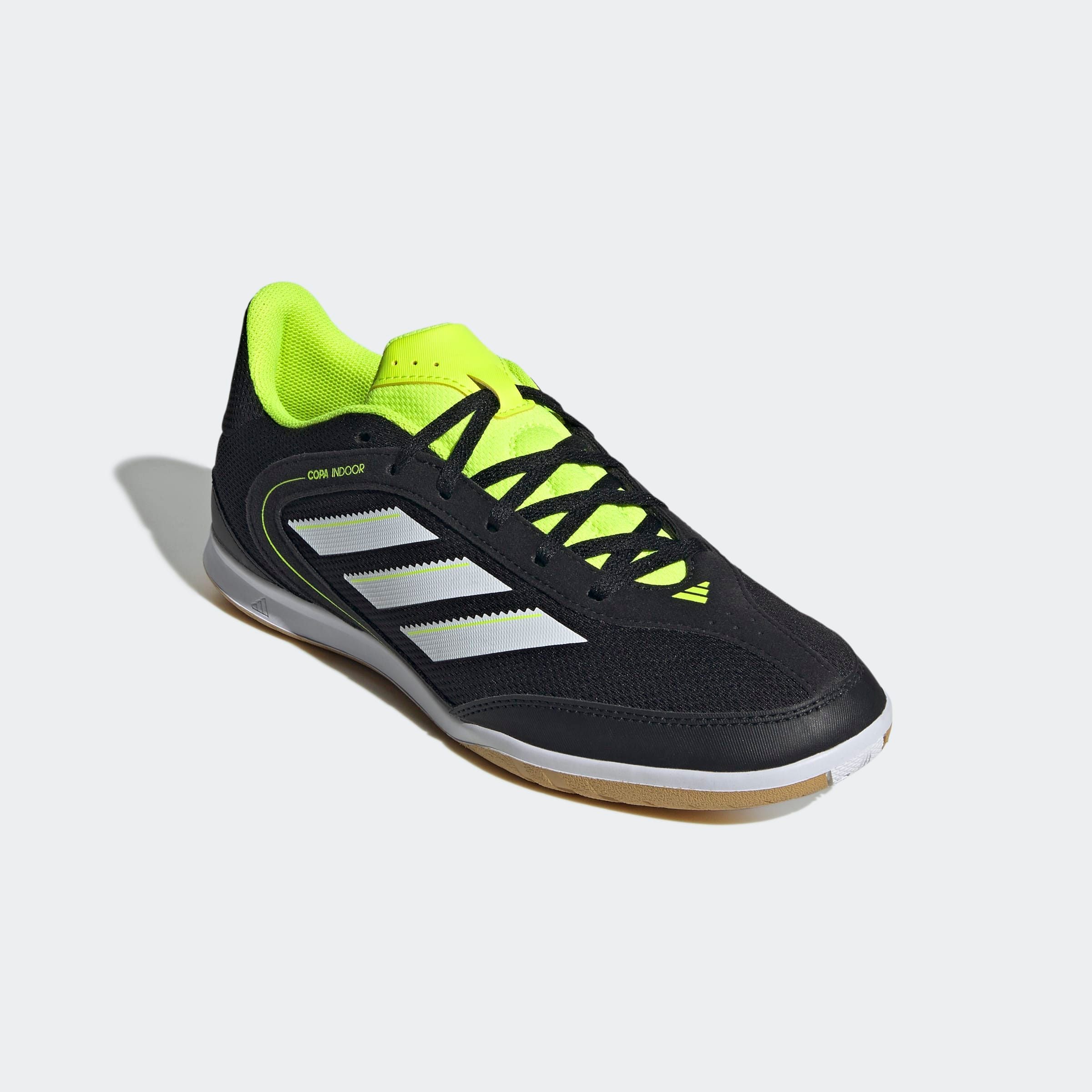 Fußballschuh ADIDAS PERFORMANCE "COPA COURT CLUB INDOOR", Damen, Gr. 44, core schwarz, cloud weiß, lucid lemon, Synthetik, Textil, Schuhe Fußballschuh, geeignet als Hallenschuhe