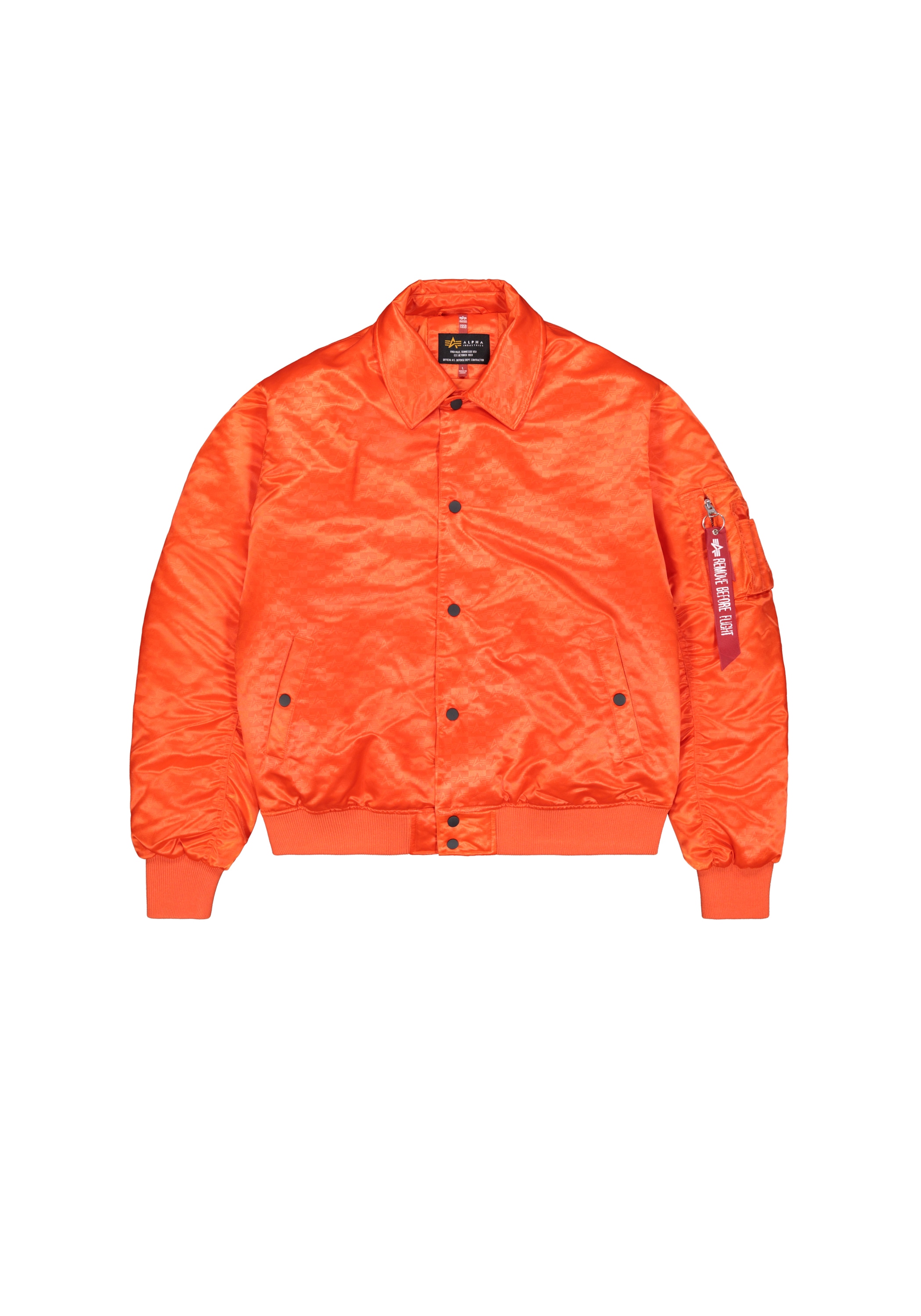 Bomberjacke ALPHA INDUSTRIES "Coach Logo Jacket", Herren, Gr. M, orange (boost orange), Obermaterial: 100% Nylon, Jacken Bomberjacke