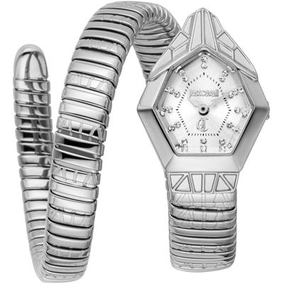 Quarzuhr JUST CAVALLI TIME "Gemma", silberfarben, silberfarben, Armbanduhren, Damen, Armbanduhr,Damenuhr,Edelstahlband,Perlmutt-Zifferblatt,Kristallsteine Image