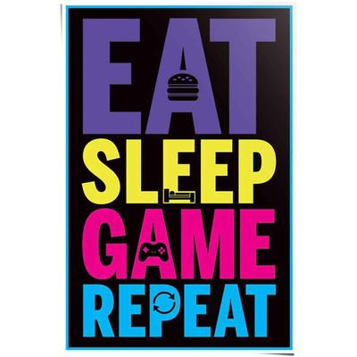 Poster REINDERS "Eat sleep game repeat", bunt (farbe bild(er): mehrfarbig), B:61cm H:91,5cm, Papier, Bilder Image