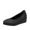 Keilpumps RIEKER, Damen, Gr. 38, schwarz, Glattleder, unifarben, klassisch, Schuhe, Ballerina, Schlupfschuh, Slipper mit leichter Struktur im Obermaterial