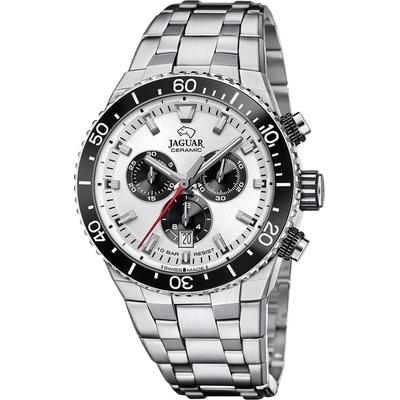 Chronograph JAGUAR "Ceramic", silber (silberfarben, silberfarben), Armbanduhren, Herren, Quarzuhr, Armbanduhr, Herrenuhr,Swiss Made,Edelstahlband,Stoppfunktion Image