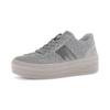 Plateausneaker GABOR, Damen, Gr. 41, grau, Veloursleder, Textil, unifarben, sportlich, Schuhe, Freizeitschuh, Halbschuh, Schnürschuh in Teddy-Optik