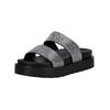 Pantolette BUFFALO "Buffalo Pantoletten Lederimitat", Damen, Gr. 37, schwarz (schwarz, silber), Lederimitat, casual, Schuhe